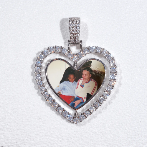 3D Spinning 2-Faced Heart Custom Picture Pendant