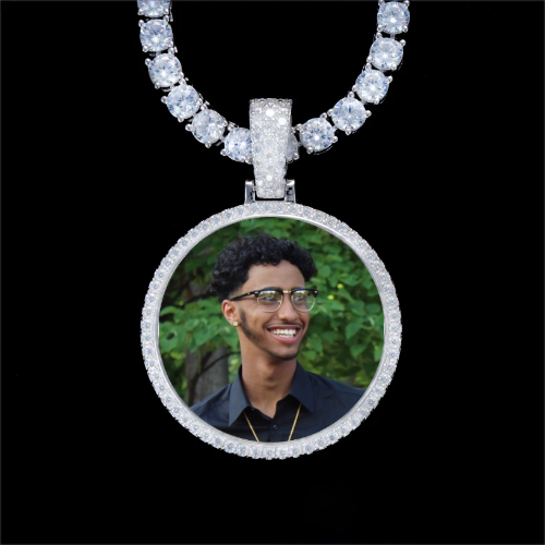 925S & VVS Moissanite 3D Circle Custom Picture Pendant