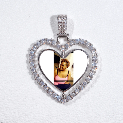 3D Spinning 2-Faced Heart Custom Picture Pendant