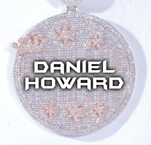 CUSTOM LETTER NECKLACE 3D BIG CROWN DISC