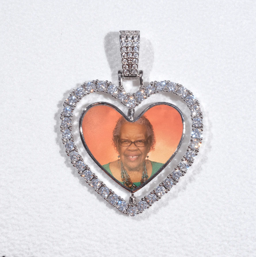 3D Spinning 2-Faced Heart Custom Picture Pendant
