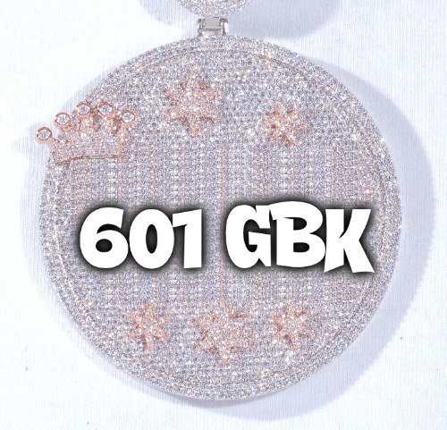 CUSTOM LETTER NECKLACE 3D BIG CROWN DISC