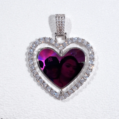 3D Spinning 2-Faced Heart Custom Picture Pendant