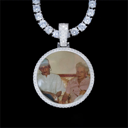 925S & VVS Moissanite 3D Circle Custom Picture Pendant