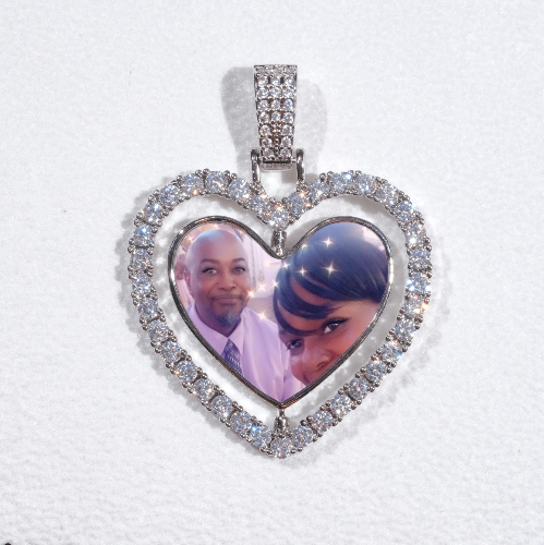 3D Spinning 2-Faced Heart Custom Picture Pendant