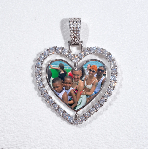 3D Spinning 2-Faced Heart Custom Picture Pendant