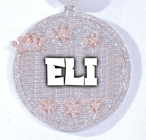 CUSTOM LETTER NECKLACE 3D BIG CROWN DISC