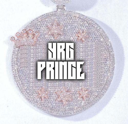 CUSTOM LETTER NECKLACE 3D BIG CROWN DISC
