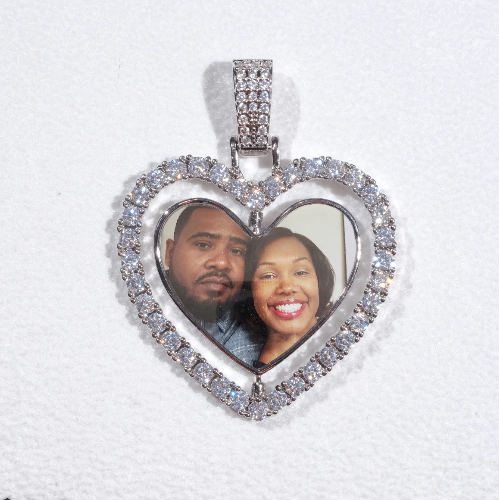 3D Spinning 2-Faced Heart Custom Picture Pendant