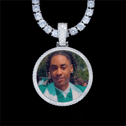925S & VVS Moissanite 3D Circle Custom Picture Pendant