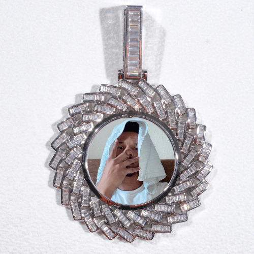 Large 3D Baguette Custom Picture Pendant