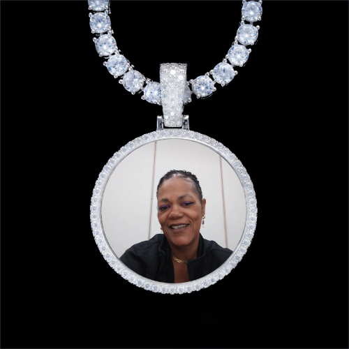 925S & VVS Moissanite 3D Circle Custom Picture Pendant