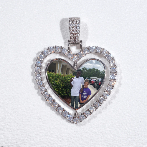 3D Spinning 2-Faced Heart Custom Picture Pendant