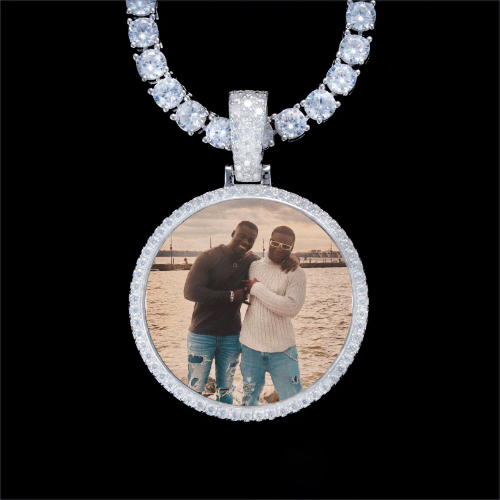 925S & VVS Moissanite 3D Circle Custom Picture Pendant