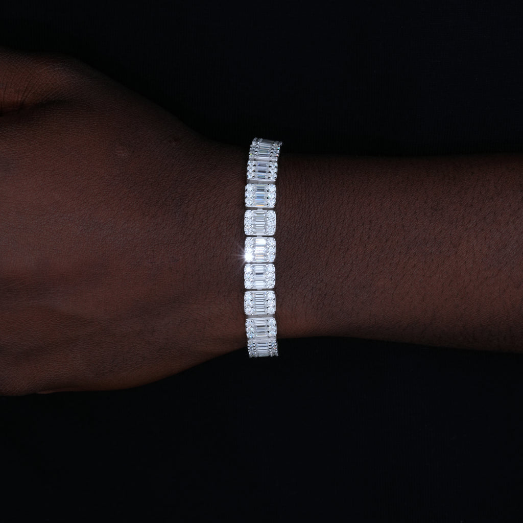 925S & VVS Moissanite 8MM Bageutte Bracelet