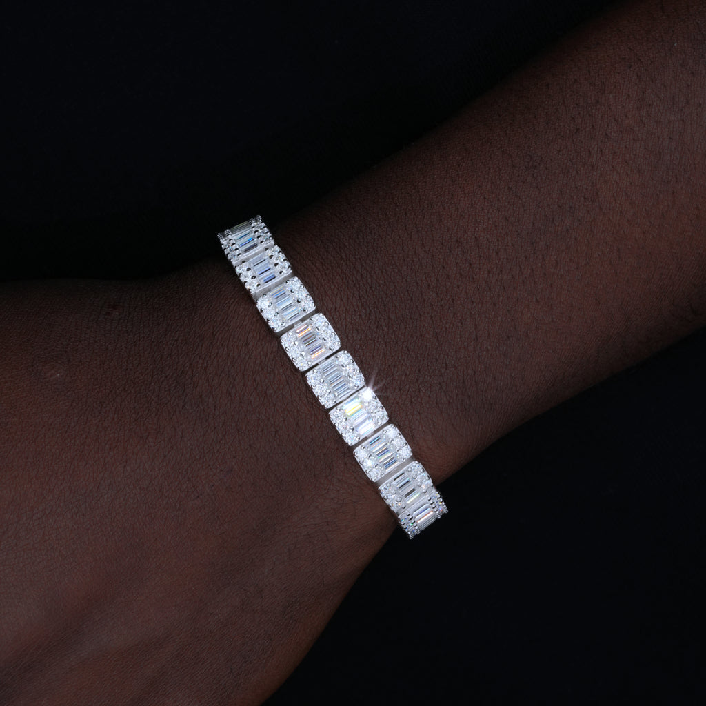 925S & VVS Moissanite 8MM Bageutte Bracelet