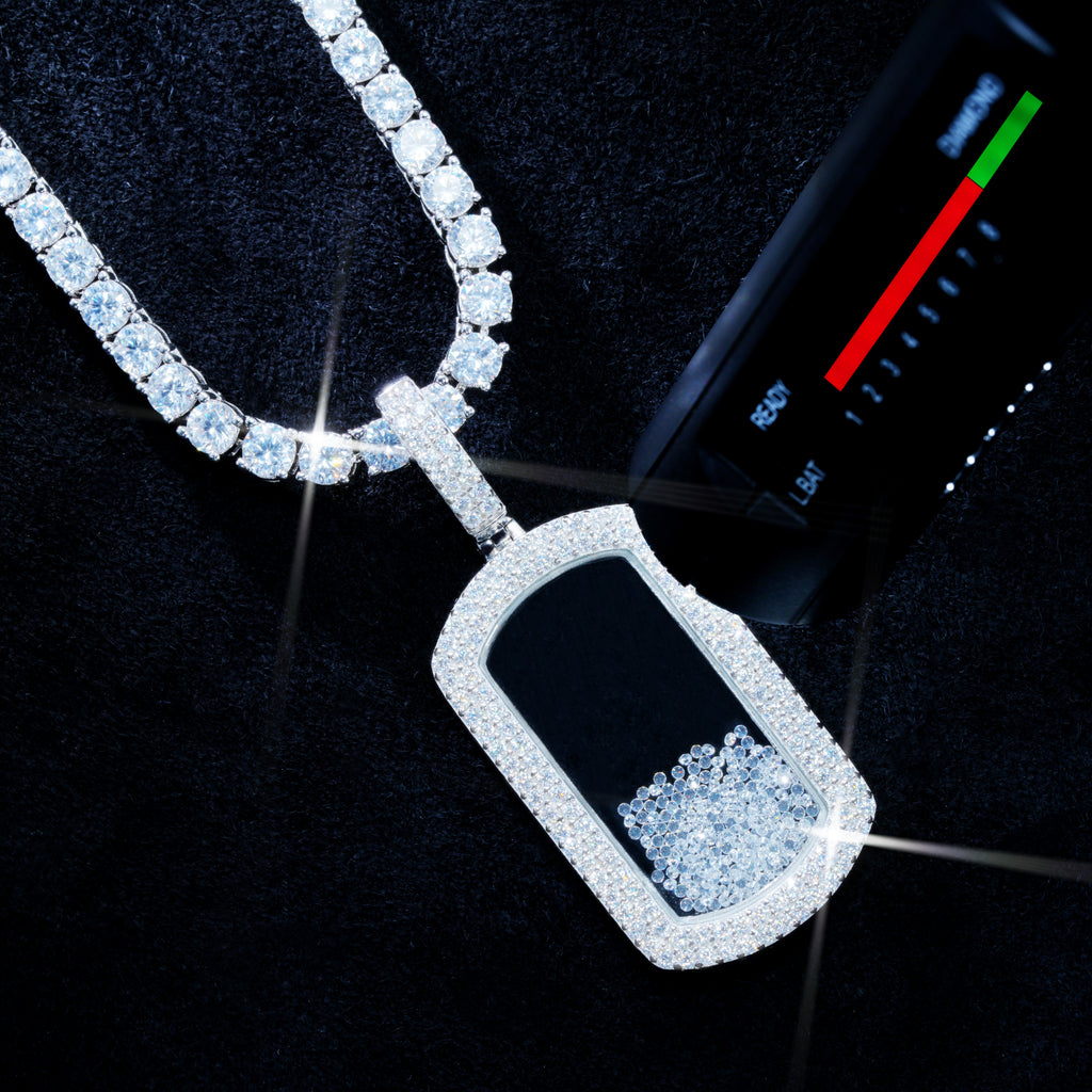 925S & VVS Moissanite Dog Tag Necklace