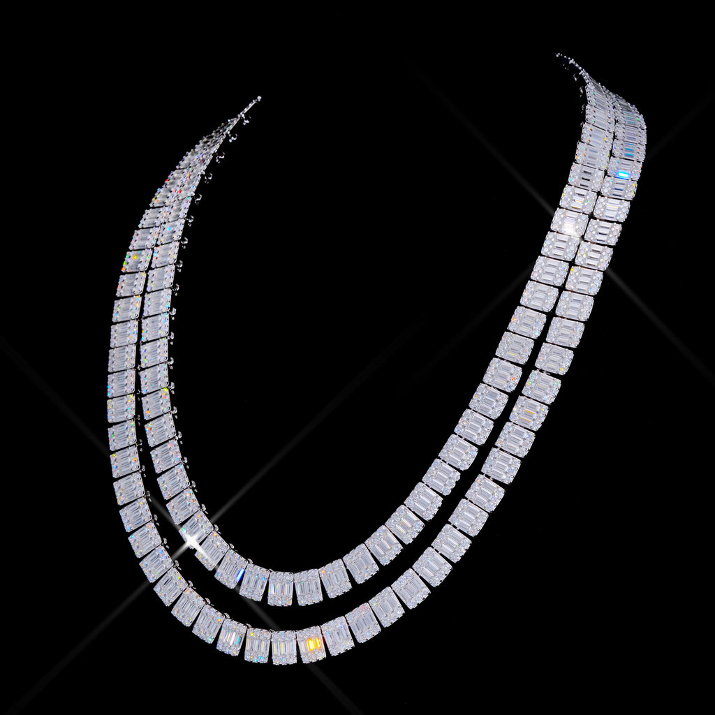 925S & VVS Moissanite 8MM Baguette Link Chain