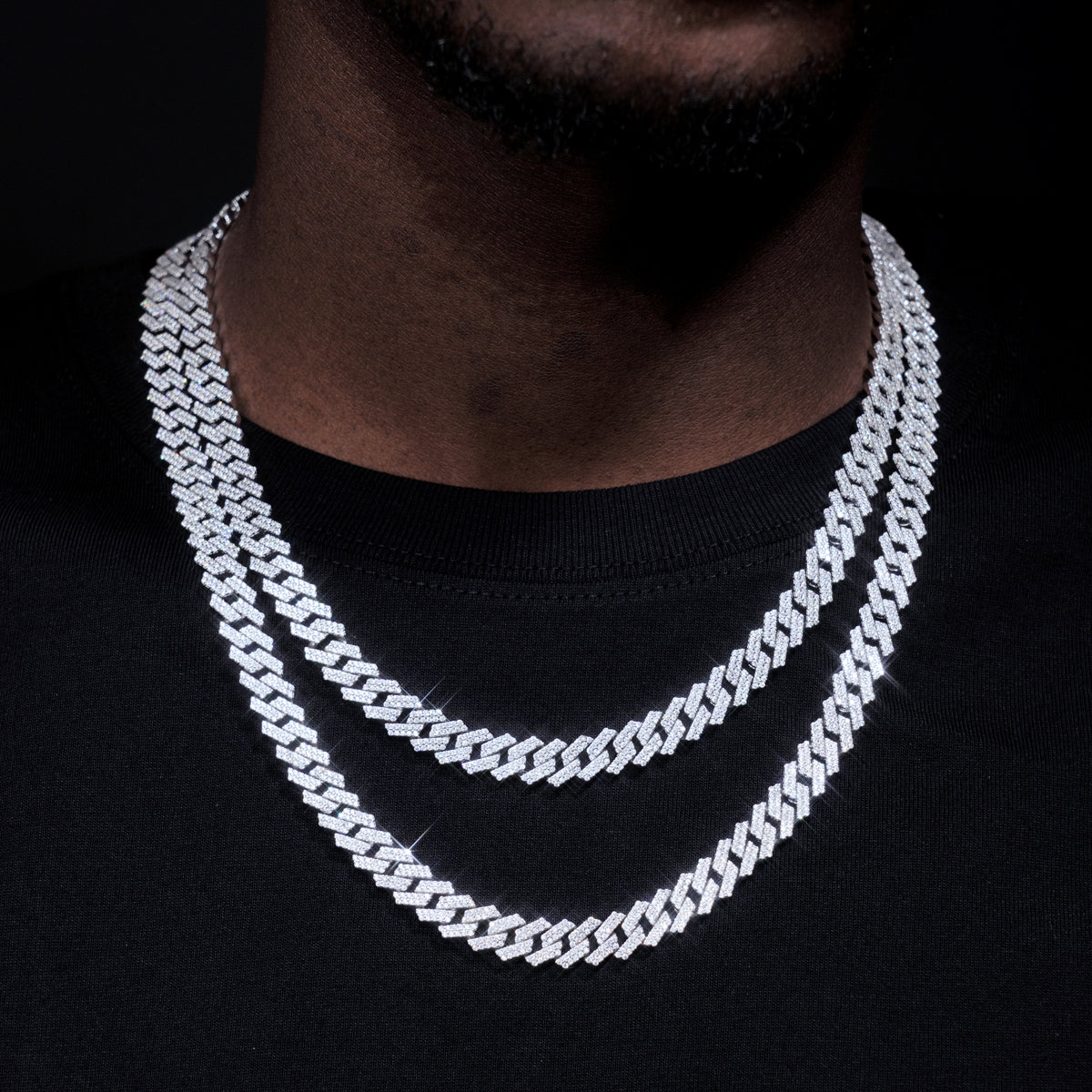 925S & VVS Moissanite 8MM Two Row Prong Cuban Link Chain – The GUU Shop