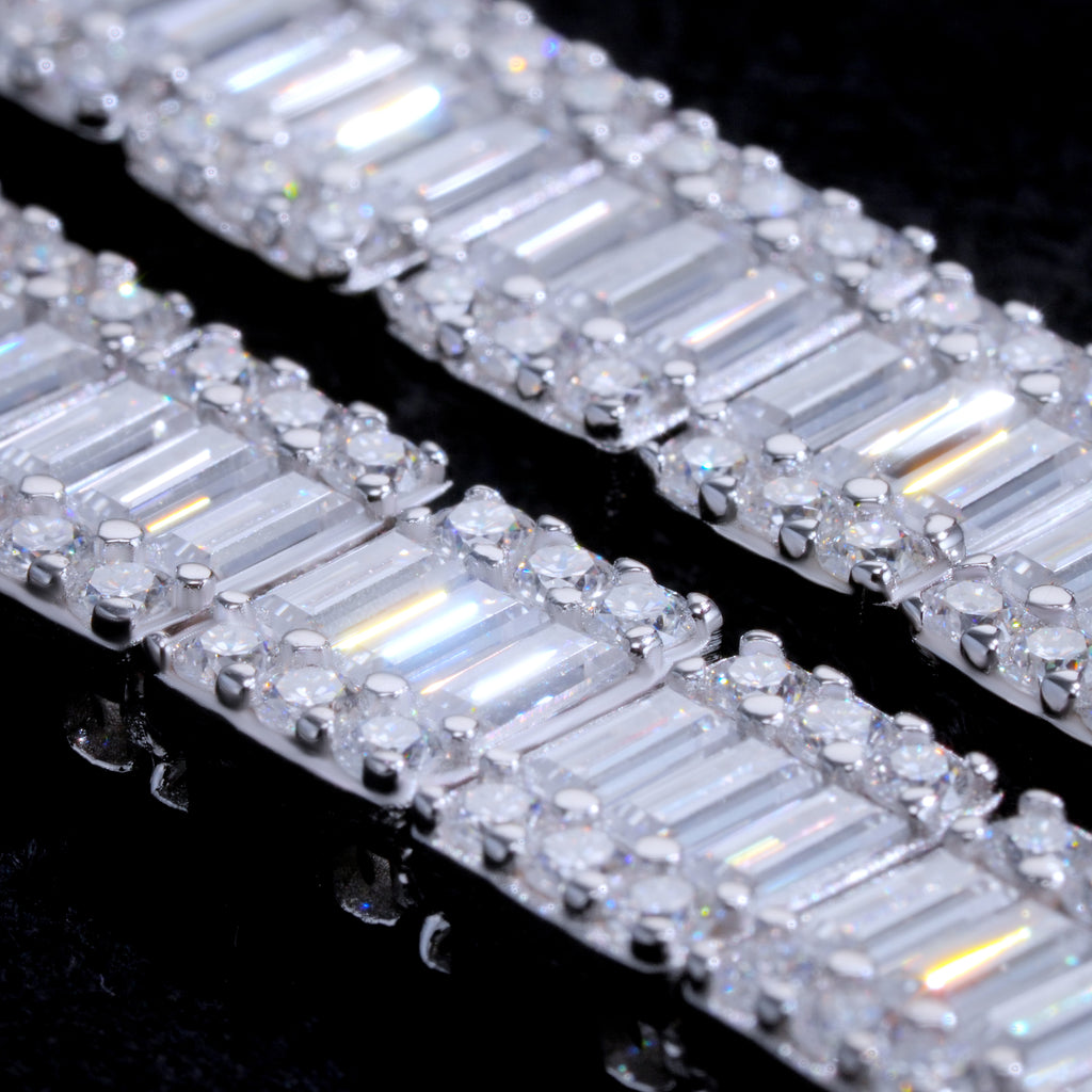 925S & VVS Moissanite 8MM Baguette Link Chain