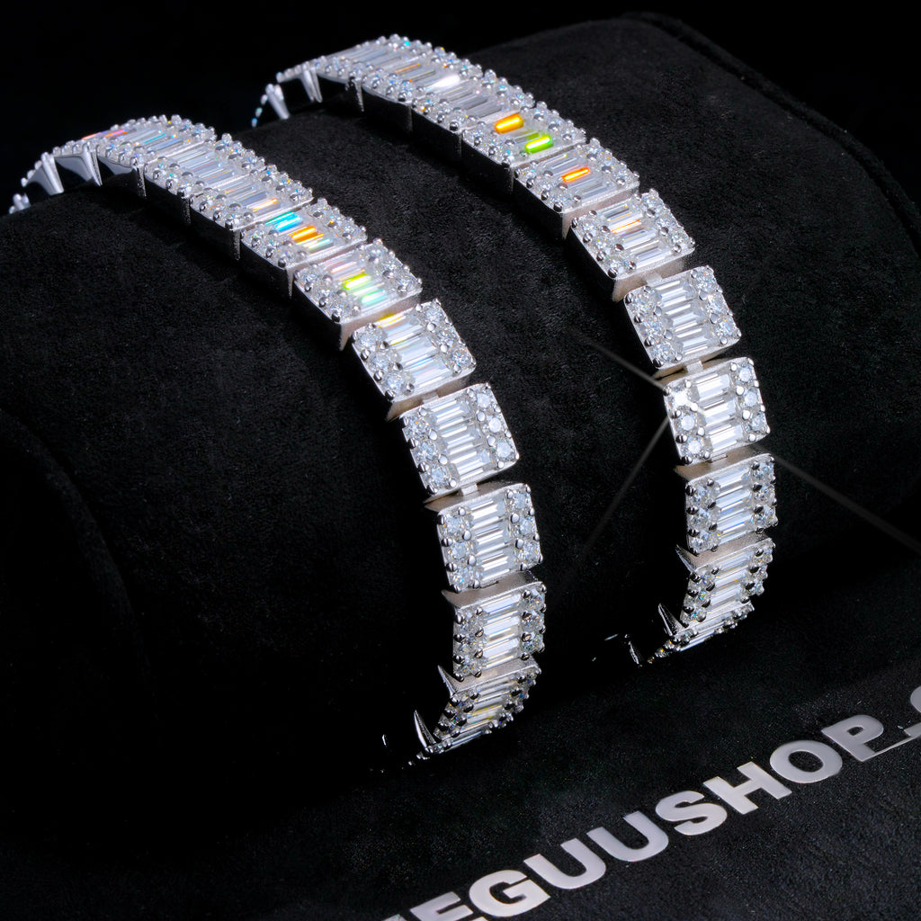 925S & VVS Moissanite 8MM Bageutte Bracelet