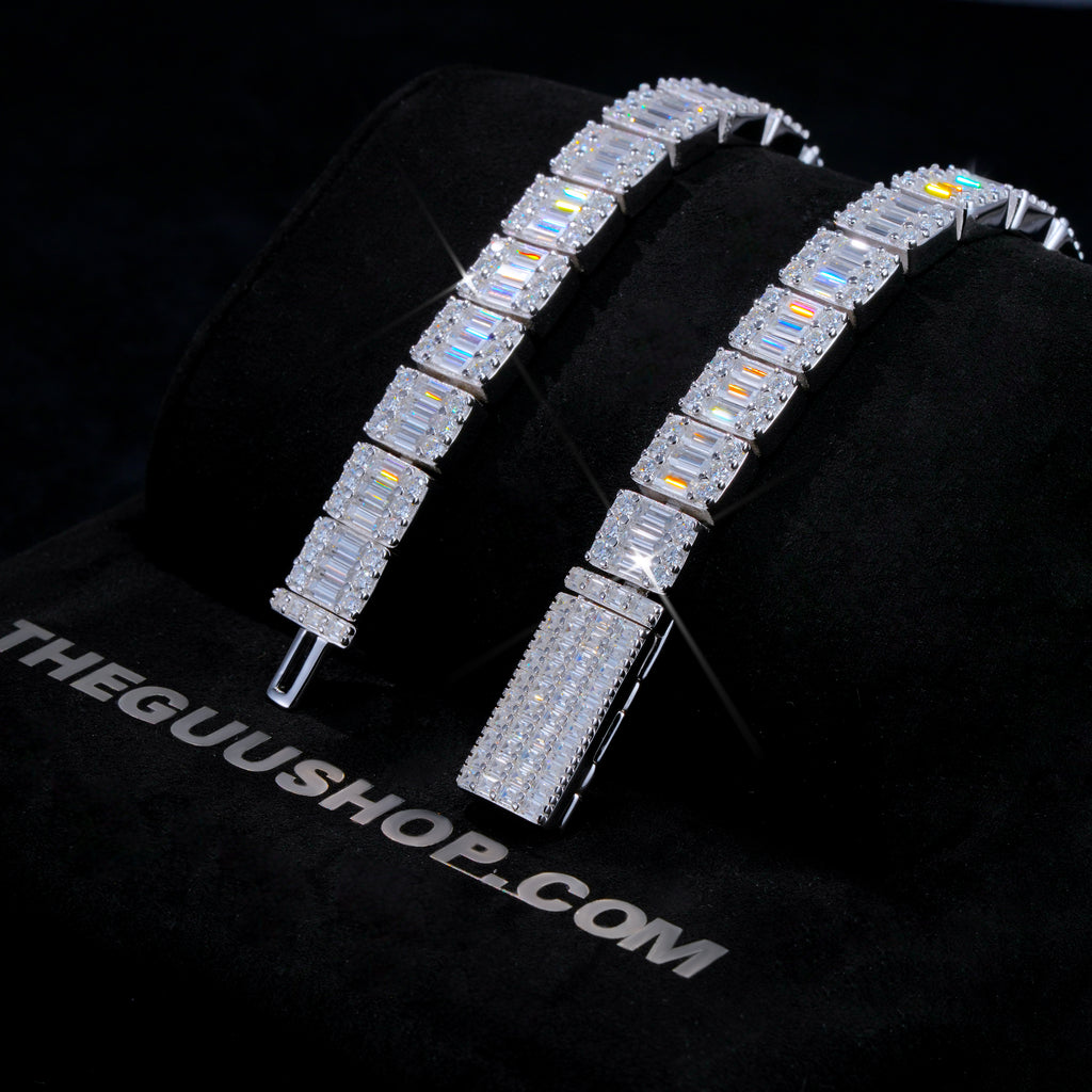 925S & VVS Moissanite 8MM Bageutte Bracelet