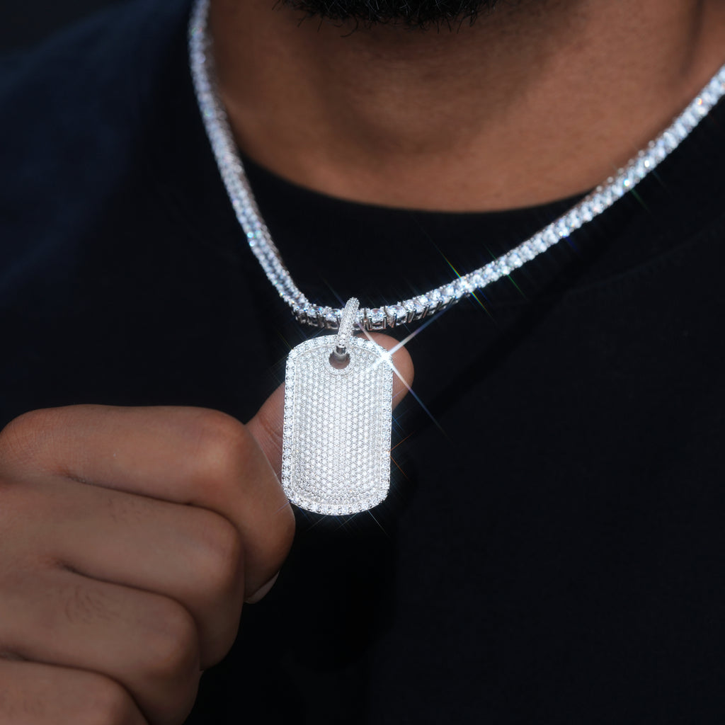 925S & VVS Moissanite Dog Tag