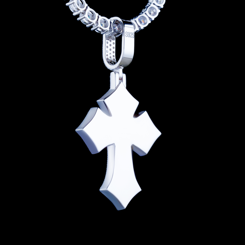 925S & VVS Moissanite Rainbow Cross In White Gold