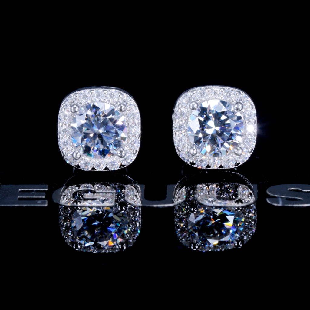 VVS1 Moissanite 7MM Cluster Stud Earrings