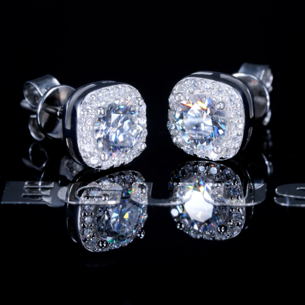 VVS1 Moissanite 7MM Cluster Stud Earrings