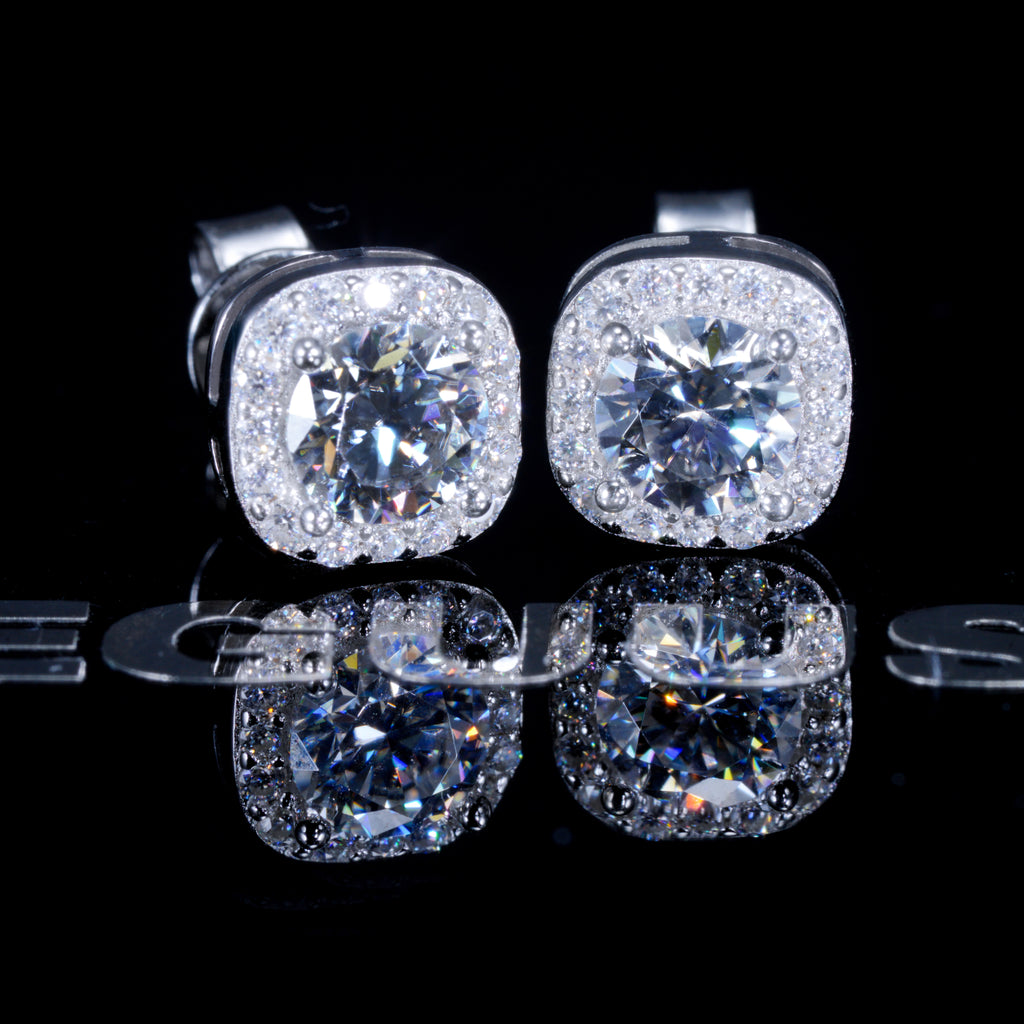 VVS1 Moissanite 7MM Cluster Stud Earrings