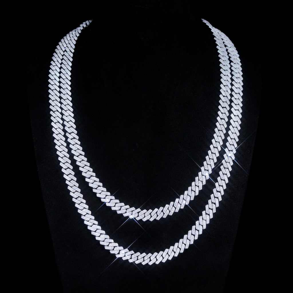 925S & VVS Moissanite 8.5MM Prong Cuban Link Chain