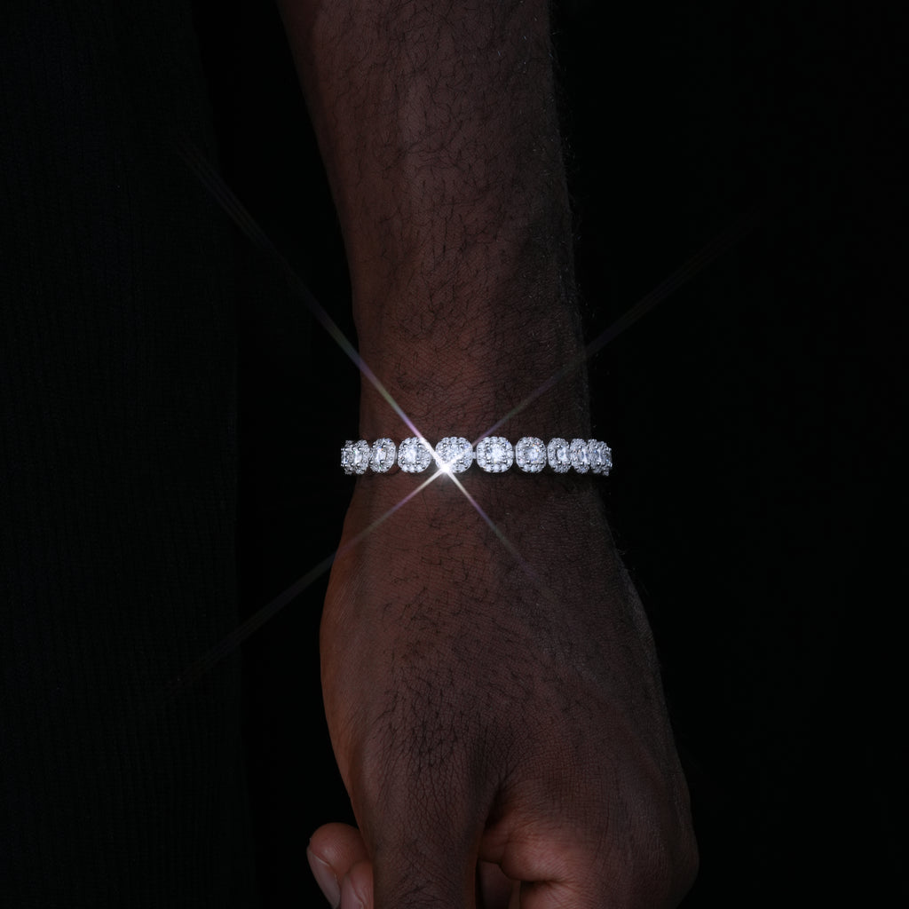 925S & VVS Moissanite 8MM Clustered Tennis Bracelet