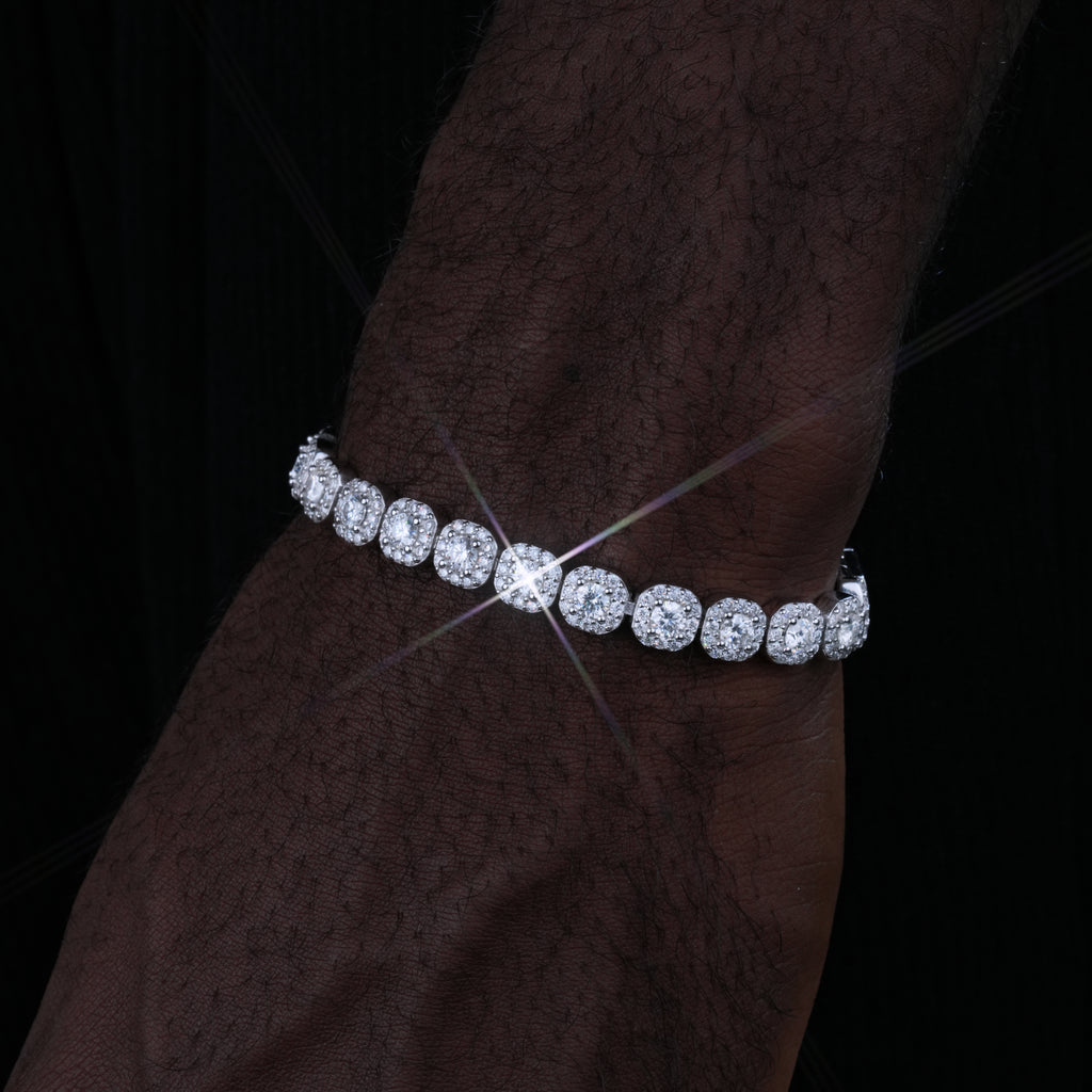 925S & VVS Moissanite 8MM Clustered Tennis Bracelet