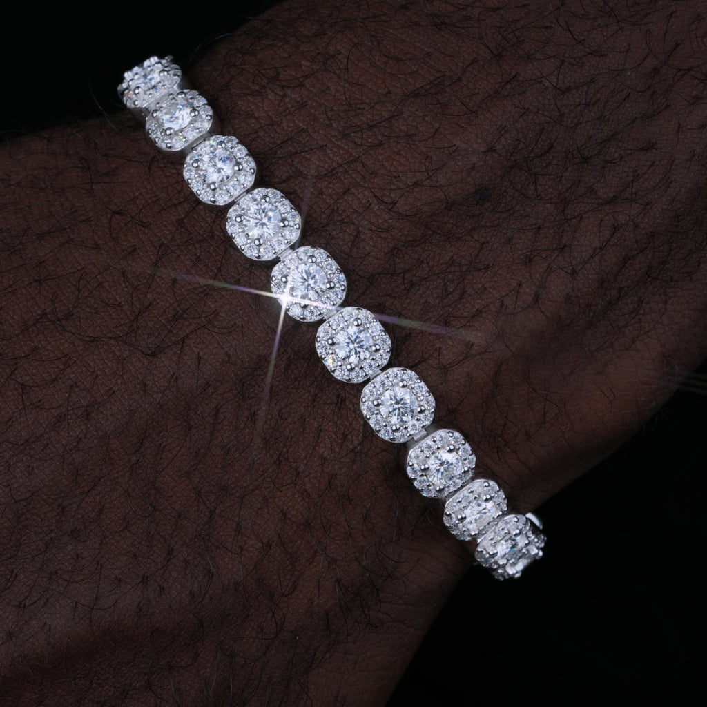 925S & VVS Moissanite 8MM Clustered Tennis Bracelet