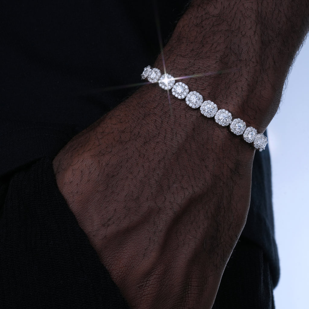 925S & VVS Moissanite 8MM Clustered Tennis Bracelet
