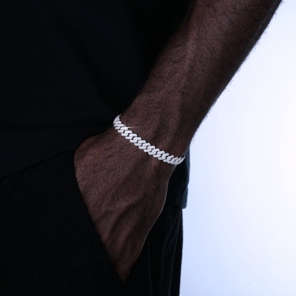 925S & VVS Moissanite 8.5MM Prong Cuban Bracelet