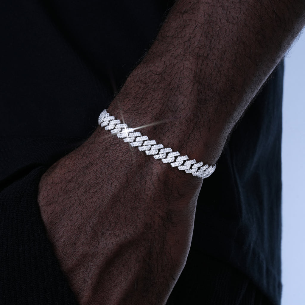 925S & VVS Moissanite 8.5MM Prong Cuban Bracelet