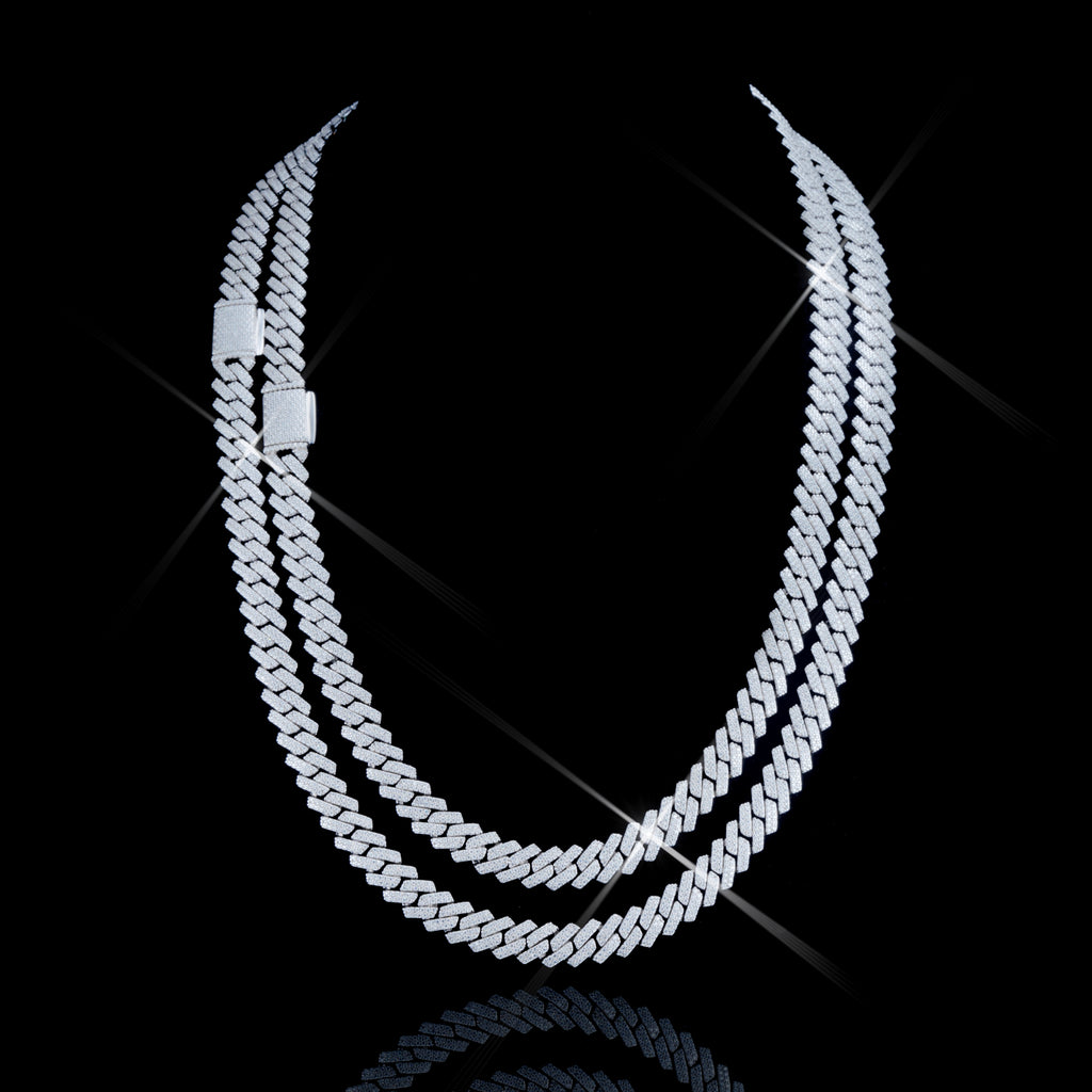 925S & VVS Moissanite 8.5MM Prong Cuban Link Chain