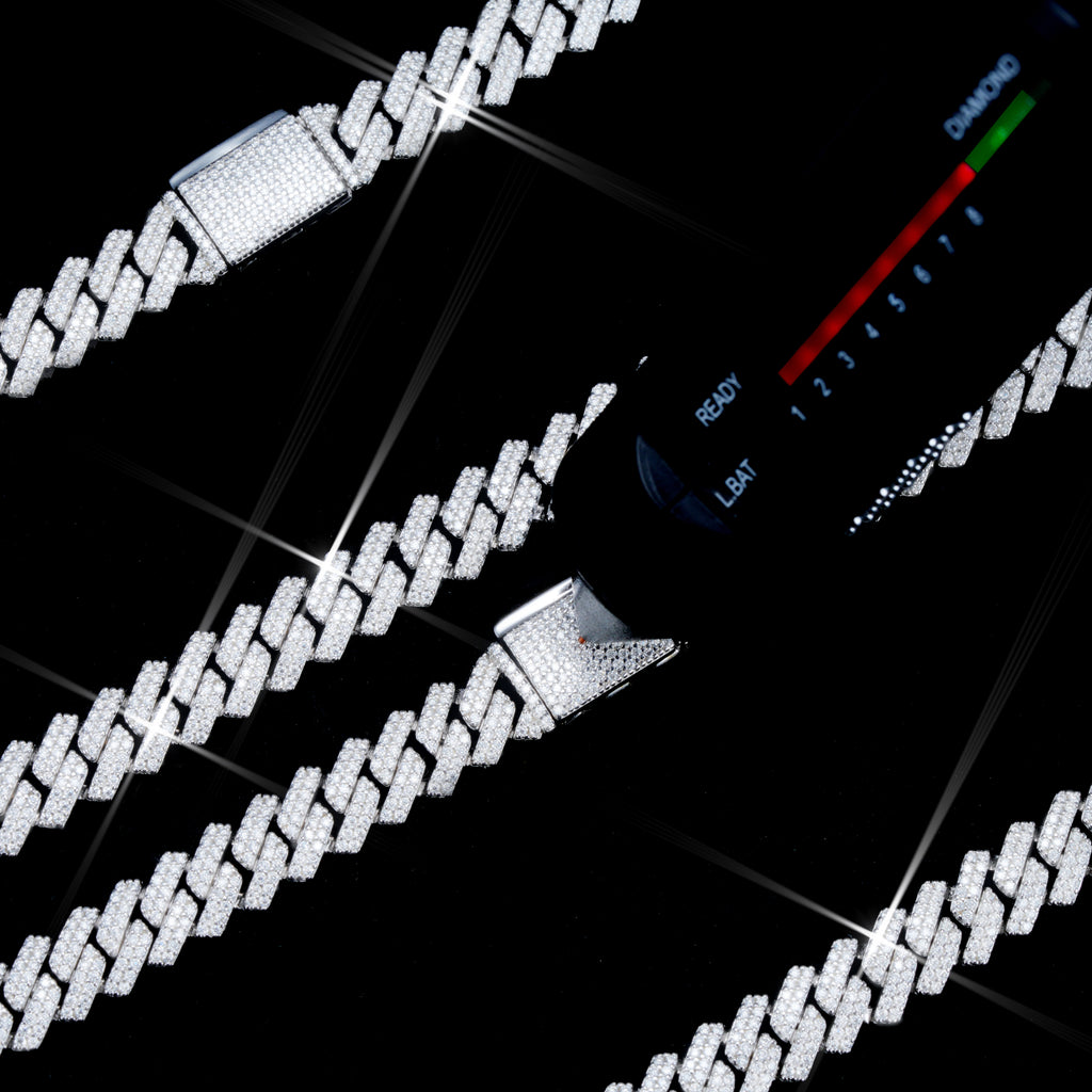 925S & VVS Moissanite 8.5MM Prong Cuban Link Chain