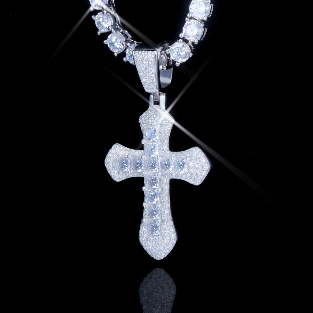 4.2 Carat VVS Moissanite Clustered Cross Necklace