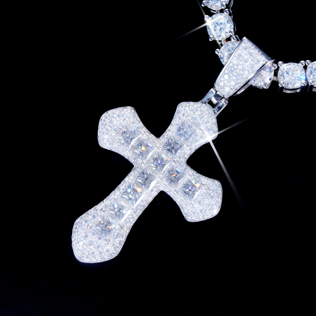4.2 Carat VVS Moissanite Clustered Cross Necklace