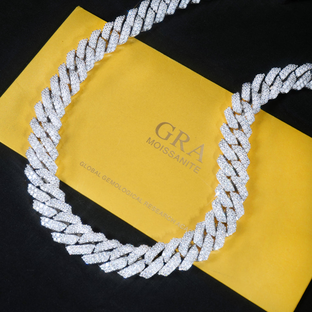 VVS Moissanite 20MM Prong Cuban Link Chain