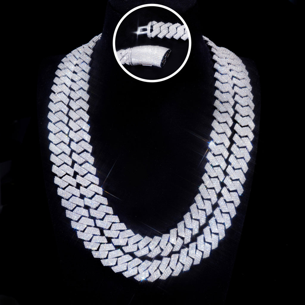 16MM 3-ROW CURVED CLASP PRONG CUBAN CHAIN