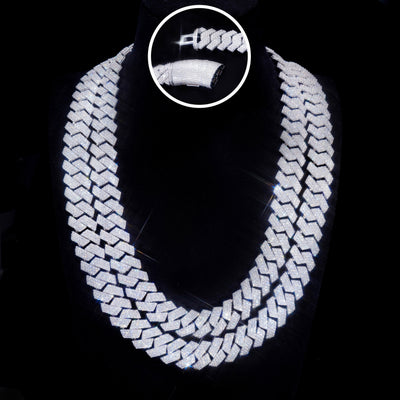 16MM 3-ROW CURVED CLASP PRONG CUBAN CHAIN