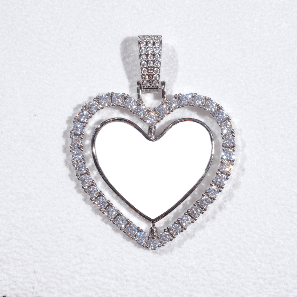 3D Spinning 2-Faced Heart Custom Picture Pendant