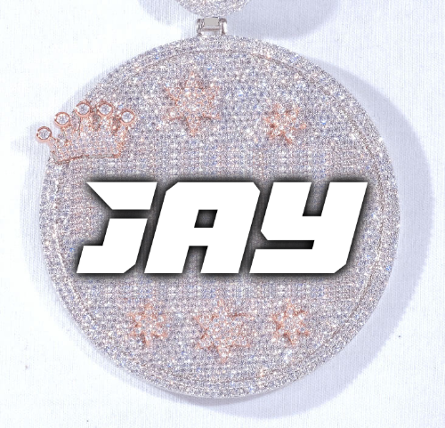 CUSTOM LETTER NECKLACE 3D BIG CROWN DISC