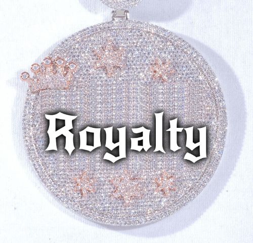 CUSTOM LETTER NECKLACE 3D BIG CROWN DISC