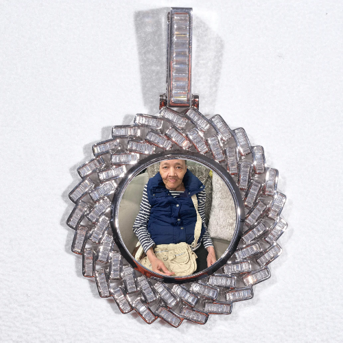 Large 3D Baguette Custom Picture Pendant