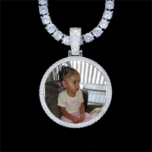 925S & VVS Moissanite 3D Circle Custom Picture Pendant